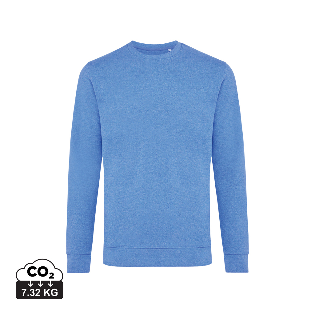Pull chiné unisexe publicitaire coton recyclé 340g Iqoniq Denali heather blue